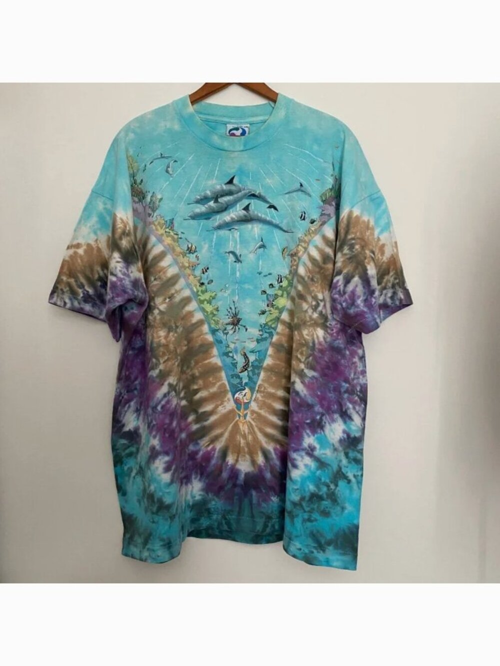 Vintage Liquid Blue Deep Ocean Art Tshirt size XXL